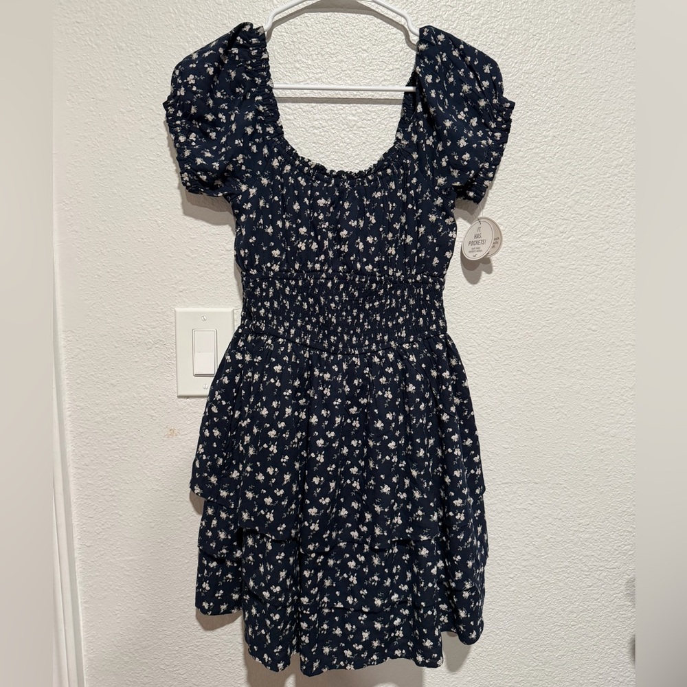 Hollister Medium Floral Navy Dress